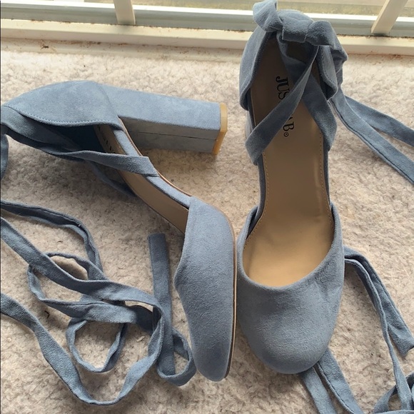Baby blue high heel wrap around shoes - Picture 2 of 3